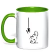 Чашка с цветной ручкой Spider and cat Зеленый Чашка с цветной ручкой Spider and cat Зеленый фото