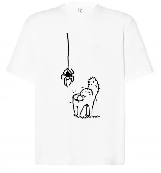 Футболка Оверсайз Spider and cat Білий фото