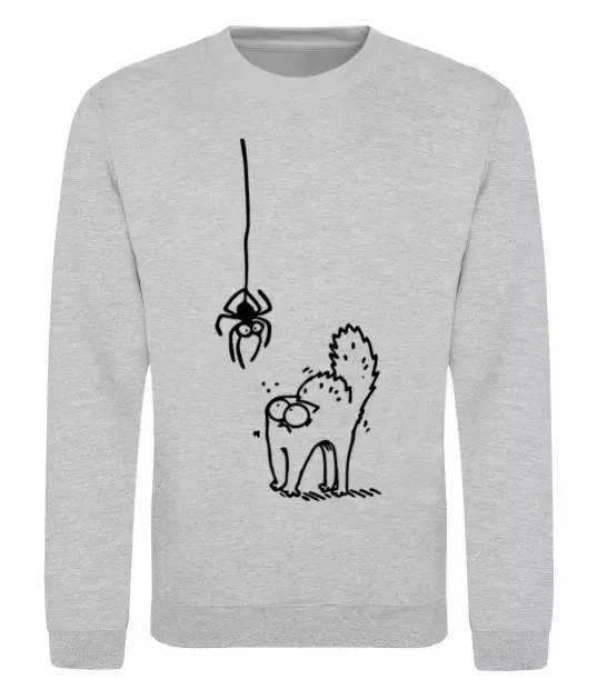 Світшот Spider and cat Сірий меланж фото