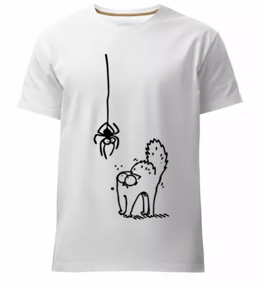 Чоловіча преміум футболка Spider and cat Білий фото