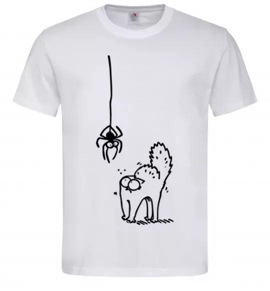 Мужская футболка Spider and cat Белый фото