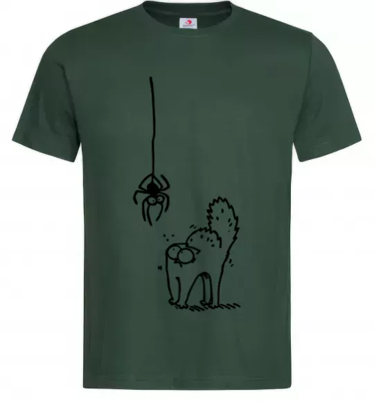 Мужская футболка Spider and cat Темно-зеленый фото