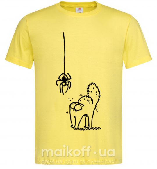 Мужская футболка Spider and cat Лимонный фото