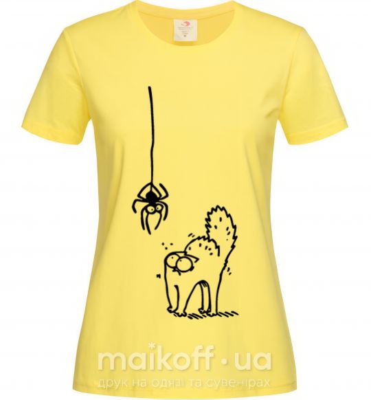 Женская футболка Spider and cat Лимонный фото