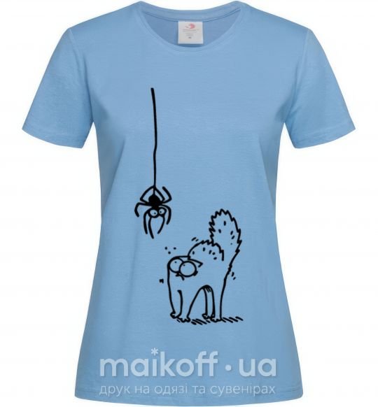 Женская футболка Spider and cat Голубой фото