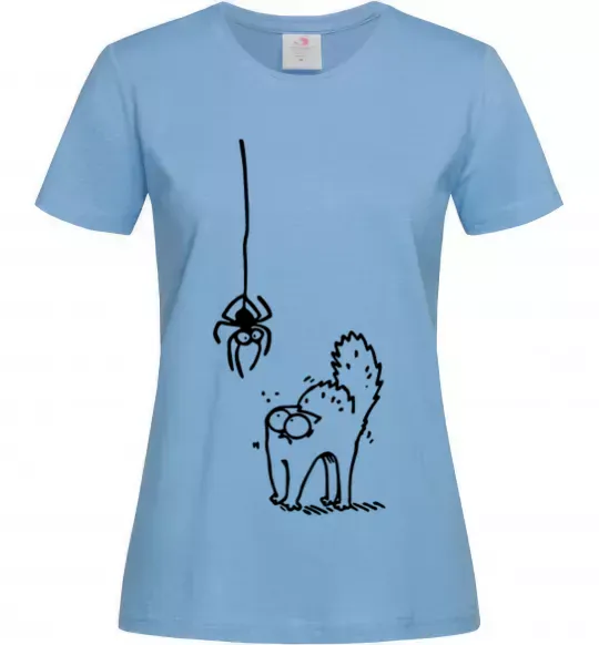 Жіноча футболка Spider and cat Блакитний фото