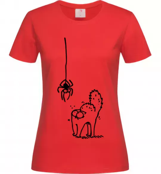 Жіноча футболка Spider and cat Червоний фото