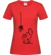 Жіноча футболка Spider and cat Червоний Жіноча футболка Spider and cat Червоний фото
