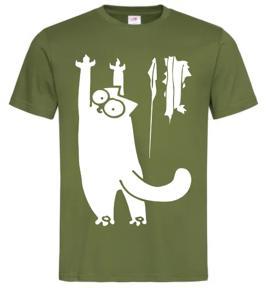 Чоловіча футболка Simon's cat oops Оливковий фото