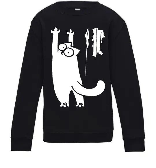 Детский Свитшот Simon's cat oops Черный фото