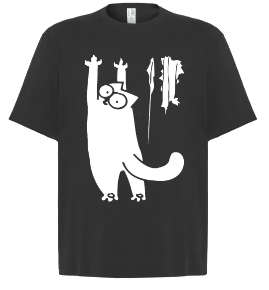 Футболка Оверсайз Simon's cat oops Черный фото