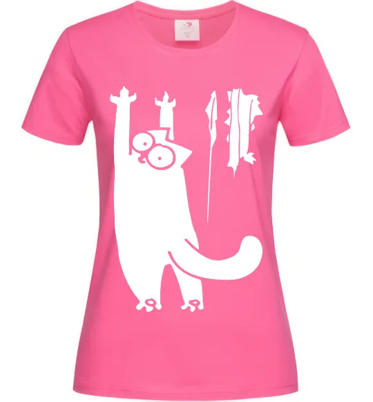 Жіноча футболка Simon's cat oops Яскраво-рожевий фото