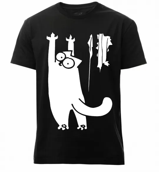 Мужская премиум футболка Simon's cat oops Черный фото