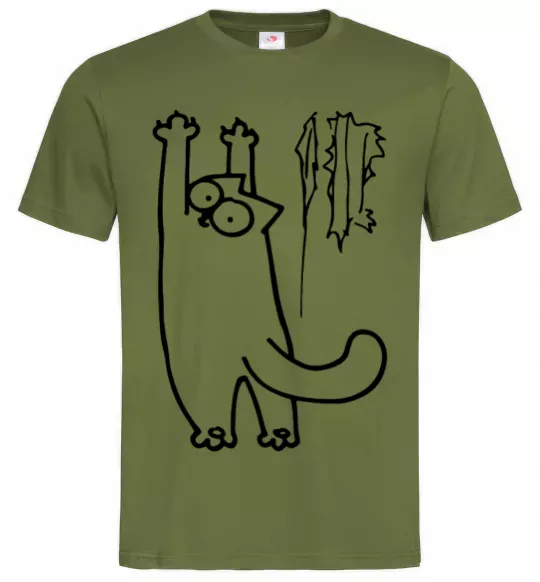 Мужская футболка Simon's cat oops Оливковый фото