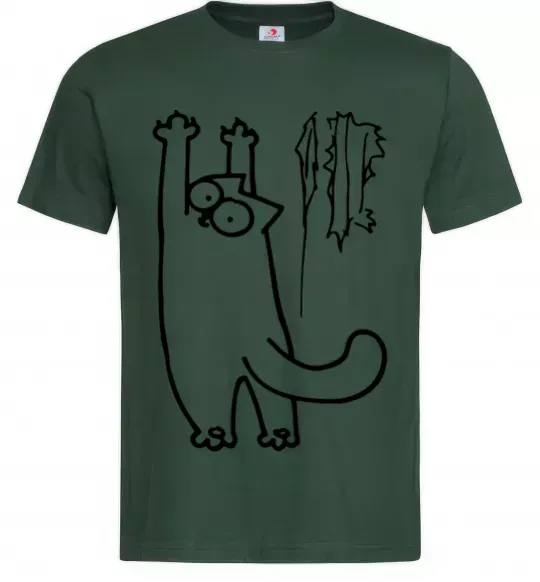 Мужская футболка Simon's cat oops Темно-зеленый фото