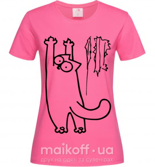 Жіноча футболка Simon's cat oops Яскраво-рожевий фото