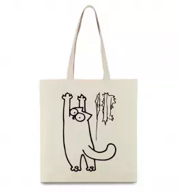 Эко-сумка Кіт Саймон читає Бежевый фото