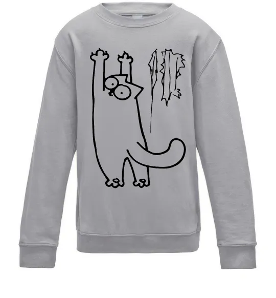 Детский Свитшот Simon's cat oops Серый меланж фото
