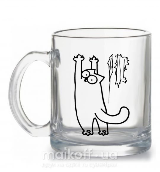 Чашка скляна Simon's cat oops Прозорий фото
