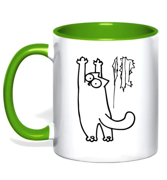 Чашка з кольоровою ручкою Simon's cat oops Лаймовий фото
