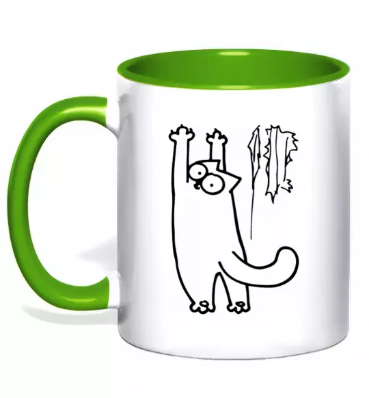 Чашка с цветной ручкой Simon's cat oops Зеленый фото