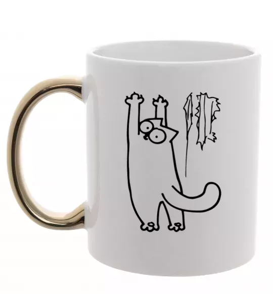 Чашка с цветной ручкой Simon's cat oops Золото фото