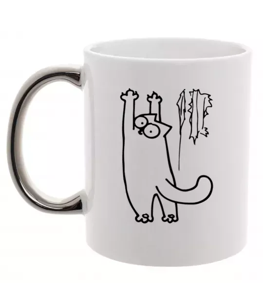 Чашка с цветной ручкой Simon's cat oops Серебро фото