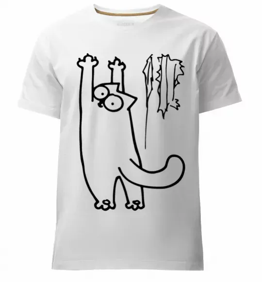 Мужская премиум футболка Simon's cat oops Белый фото