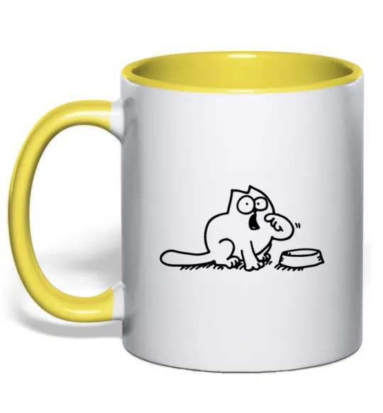 Чашка с цветной ручкой Simon's cat hangry Лимонный фото