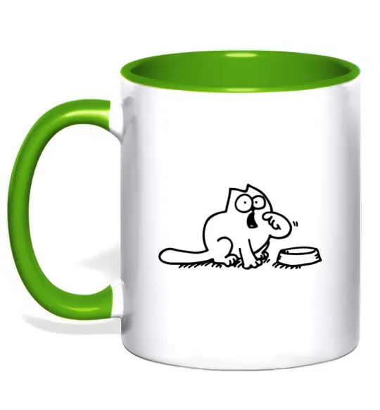 Чашка с цветной ручкой Simon's cat hangry Лаймовый фото