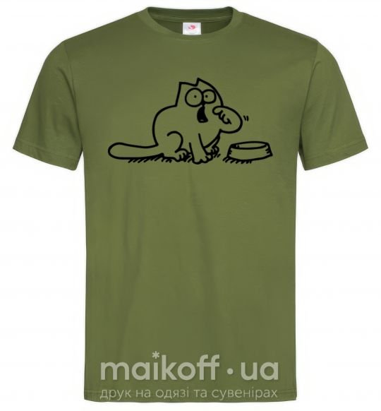 Мужская футболка Simon's cat hangry Оливковый фото