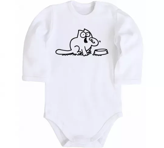 Дитячий бодік Simon's cat hangry Білий фото