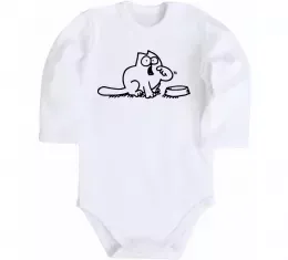 Дитячий бодік Simon's cat hangry Білий фото