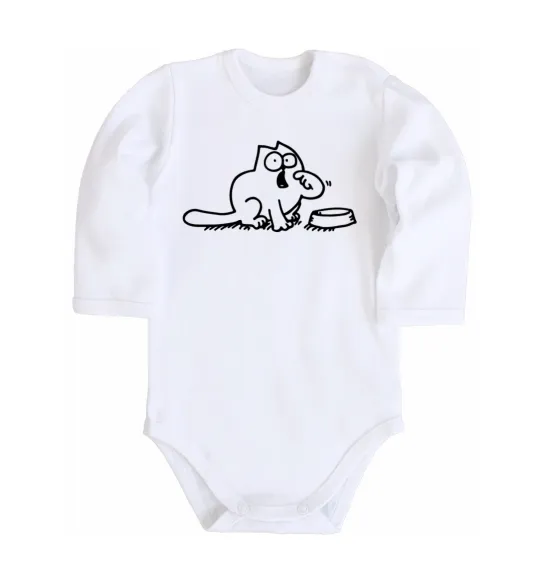 Детский боди Simon's cat hangry Белый фото