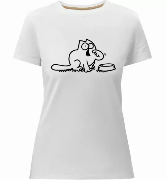 Жіноча преміум футболка Simon's cat hangry Білий фото