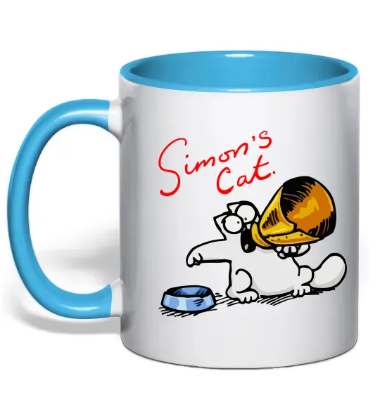 Чашка с цветной ручкой Hungry Голубой фото