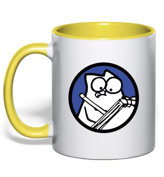 Чашка з кольоровою ручкою Paint Лимонний фото