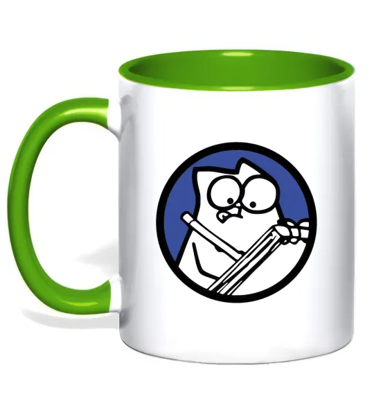 Чашка з кольоровою ручкою Paint Лаймовий фото