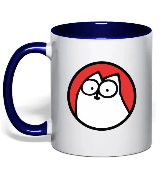 Чашка с цветной ручкой Cat portret Глубокий темно-синий фото