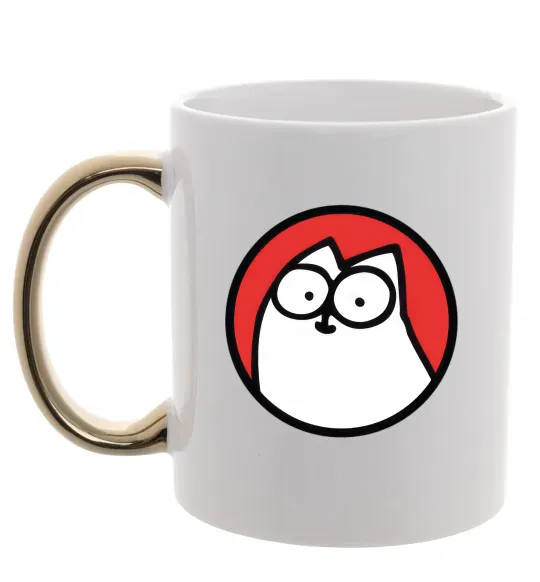 Чашка с цветной ручкой Cat portret Золото фото