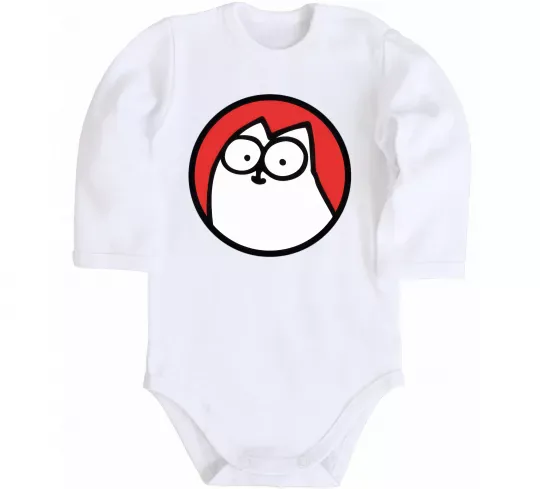 Дитячий бодік Cat portret Білий фото