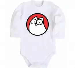 Дитячий бодік Cat portret Білий фото