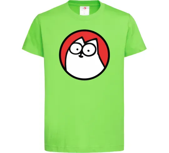 Дитяча футболка Cat portret Лаймовий фото