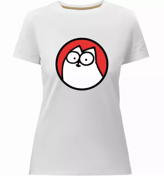 Жіноча преміум футболка Cat portret Білий фото