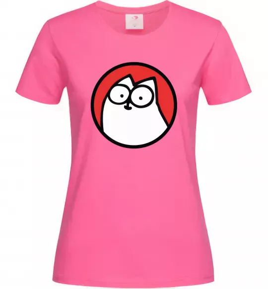 Женская футболка Cat portret Ярко-розовый фото