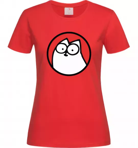 Женская футболка Cat portret Красный фото