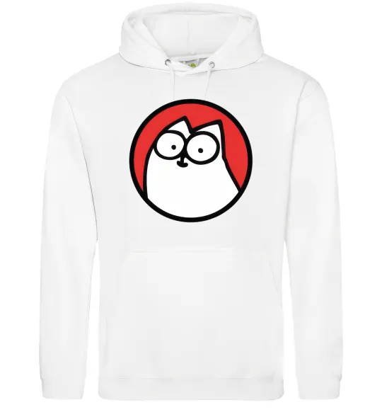 Мужская толстовка (худи) Cat portret Белый фото