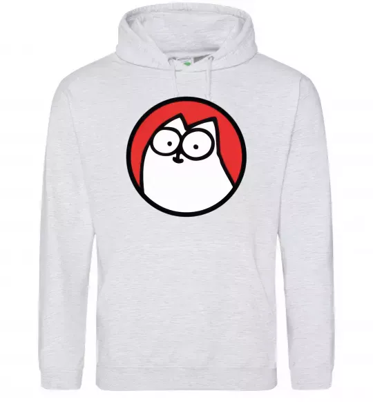 Мужская толстовка (худи) Cat portret Серый меланж фото