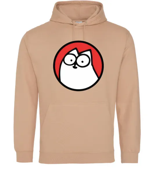 Мужская толстовка (худи) Cat portret Песочный фото