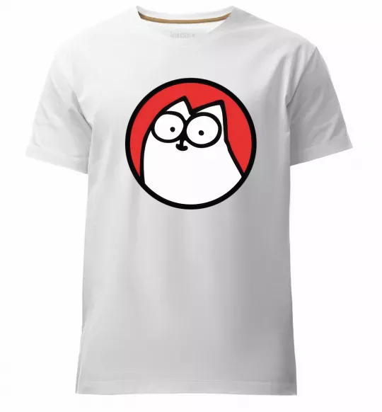 Чоловіча преміум футболка Cat portret Білий фото